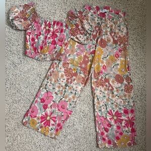 Petal & Pup Floral Ensemble with Pink and Green